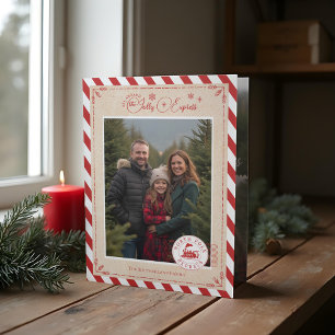 North Pole Express Train Ticket Christmas Photos Tri-Fold Holiday Card