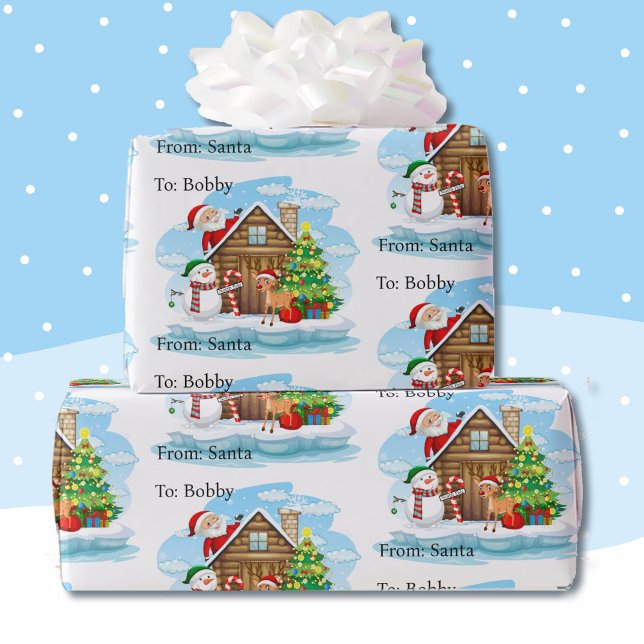 North Pole From Santa Add Child's Name Wrapping Paper (Creator Uploaded)