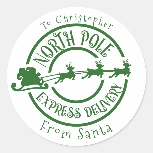 North Pole From Santa postage Stamp Express  Classic Round Sticker (Front)