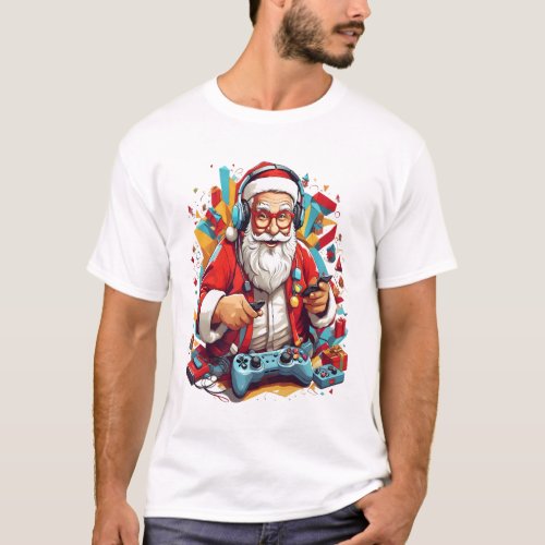 North Pole Gamer Santas Controller Command T_Shirt