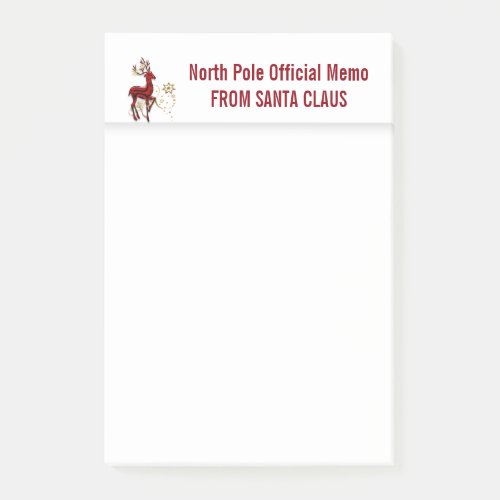 North pole gift request kids reindeer post_it notes