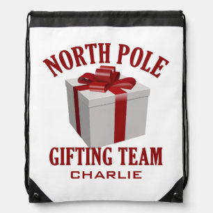 North Pole Gifting Team custom name backpack