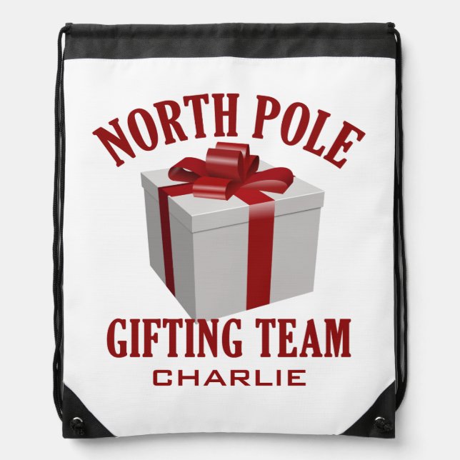 North Pole Gifting Team custom name backpack (Front)