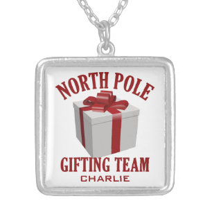 North Pole Gifting Team custom name necklace