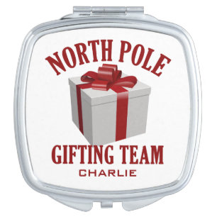 North Pole Gifting Team custom name pocket mirror