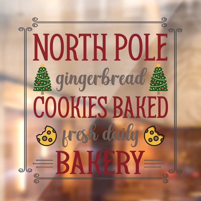 North Pole gingerbread bakery Christmas business Window Cling (Sheet 2)