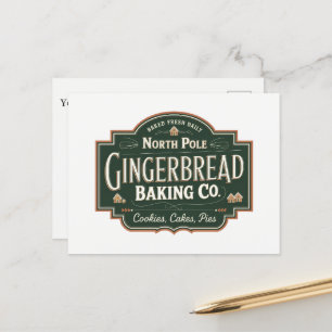 North Pole Gingerbread Baking Company add message Holiday Postcard