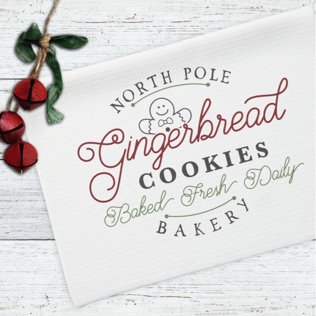 North Pole Gingerbread Cookie Holiday Christmas Kitchen Towel (Creator Uploaded)