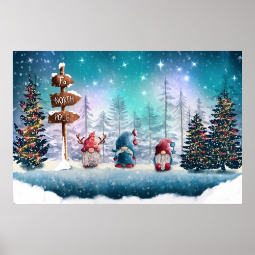 North Pole Gnomes Poster