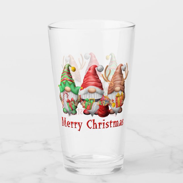 North Pole Gnomes Trio Drinking Glass (Front)