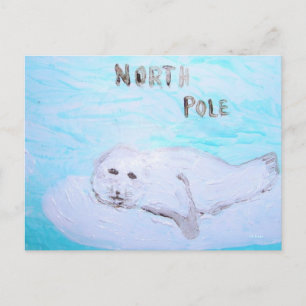 North Pole Harp Seal Holiday Postcard