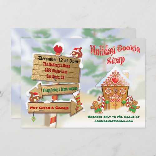 North Pole Holiday Cookie Swap Invitations