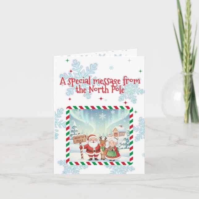 North Pole Holiday Message Greeting Card (Front)