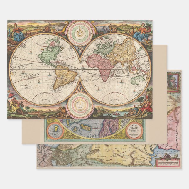 North Pole Holy Land Rare Maps | Wrapping Paper Sheets (Set)