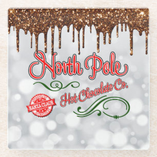 North Pole Hot Chocolate Glass Coaster