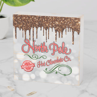 North Pole Hot Chocolate Wooden Box Sign