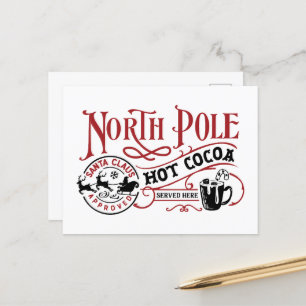 North Pole hot cocoa Christmas Holiday Postcard