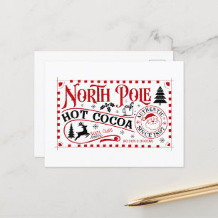 North Pole hot cocoa Christmas Holiday Postcard