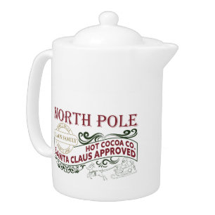 North Pole hot cocoa company Christmas Teapot