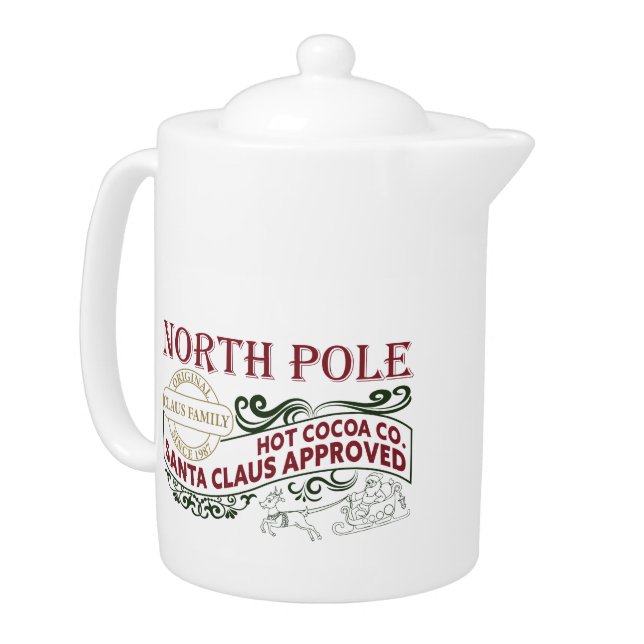 North Pole hot cocoa company Christmas Teapot (Left)