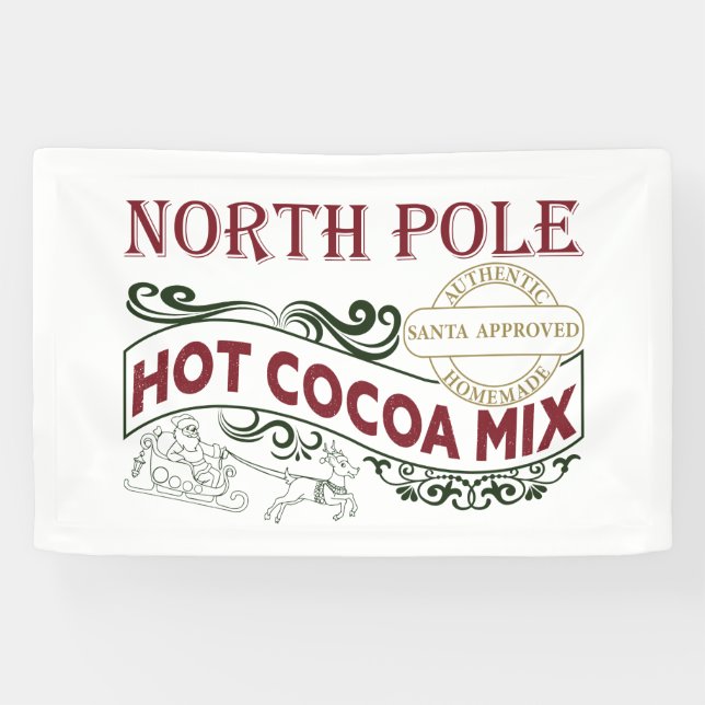 North Pole Hot Cocoa Mix Christmas party Banner (Horizontal)
