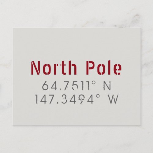 North Pole Longitude Latitude Postcard