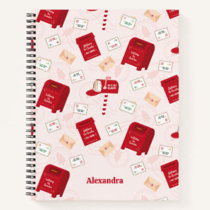 North Pole Mail Christmas Pattern Personalized Notebook