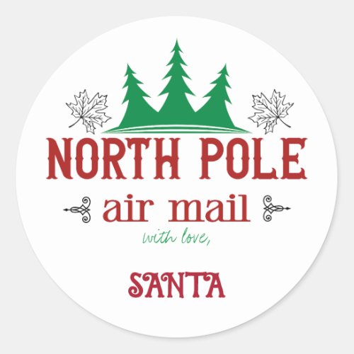 North pole mailwith love Santa Classic Round Sticker