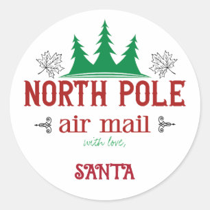 North pole mail,with love Santa Classic Round Sticker