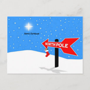 North Pole Merry Christmas Postcard