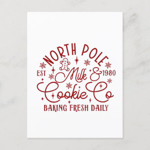 North Pole Milk and Cookie Baked Fresh Daily Since Invitation Postcard