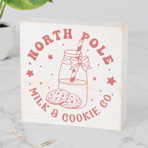 North Pole Milk And Cookie Co Santa Claus Wooden Box Sign