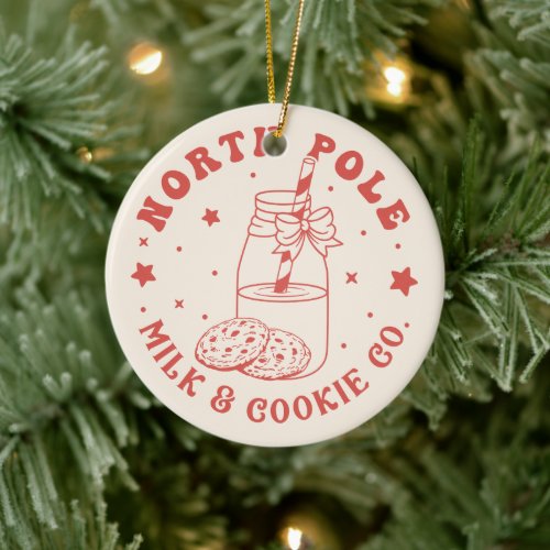 North Pole Milk And Cookie Co Santa Claus Wooden  Ceramic Ornament