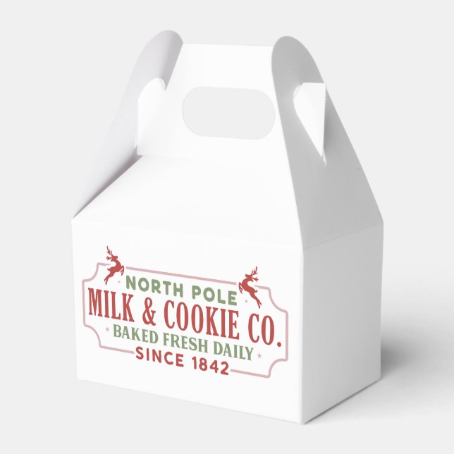 North Pole Milk Cookie Christmas Holiday  Favor Boxes (Front Side)