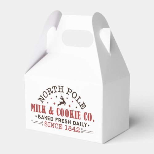 North Pole Milk Cookie Christmas Holiday  Favor Boxes