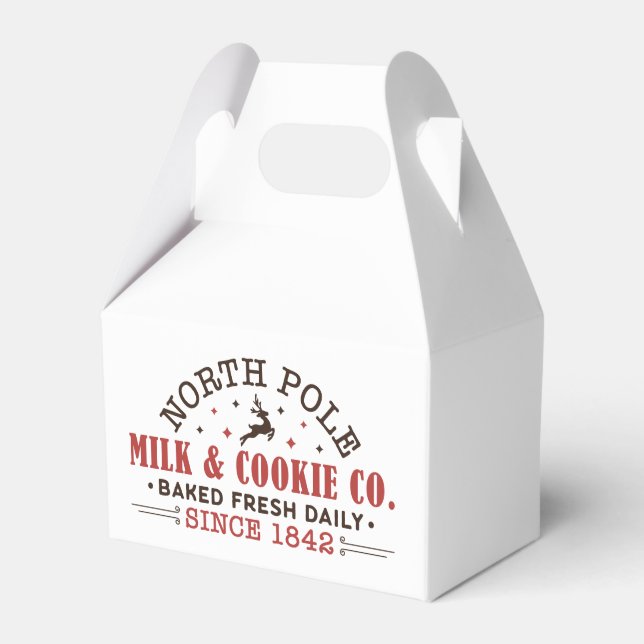 North Pole Milk Cookie Christmas Holiday  Favor Boxes (Front Side)