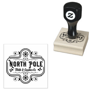 North Pole Milk Cookie Christmas Rubber Stamp