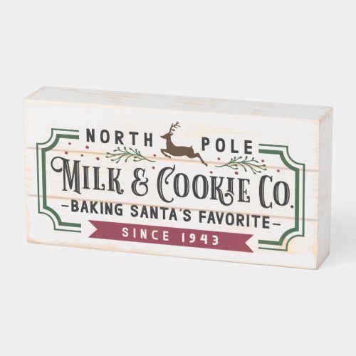 North Pole Milk  Cookie Co Wooden Box Sign