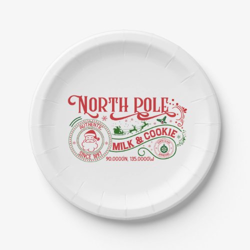 North Pole Milk cookie company Christmas  Paper Plates