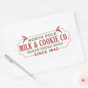 North Pole milk cookie company Christmas Rectangular Sticker