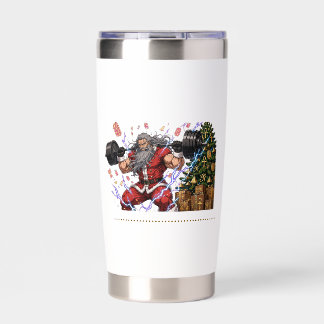 North Pole Muscle Funny Christmas Gym Shirt Santa Insulated Tumbler