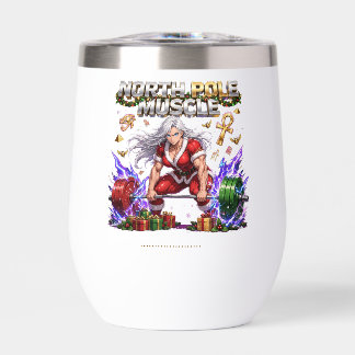 North Pole Muscle Mrs Claus - Female Christmas Gym Thermal Wine Tumbler