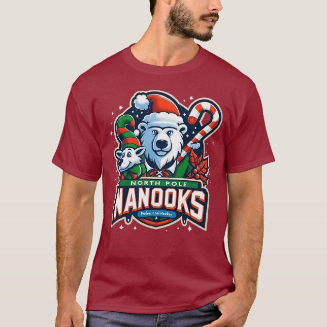 North Pole Nanooks 🐻‍❄ Hockey 🏒 Santa's Team 🎅 T-Shirt (Front)