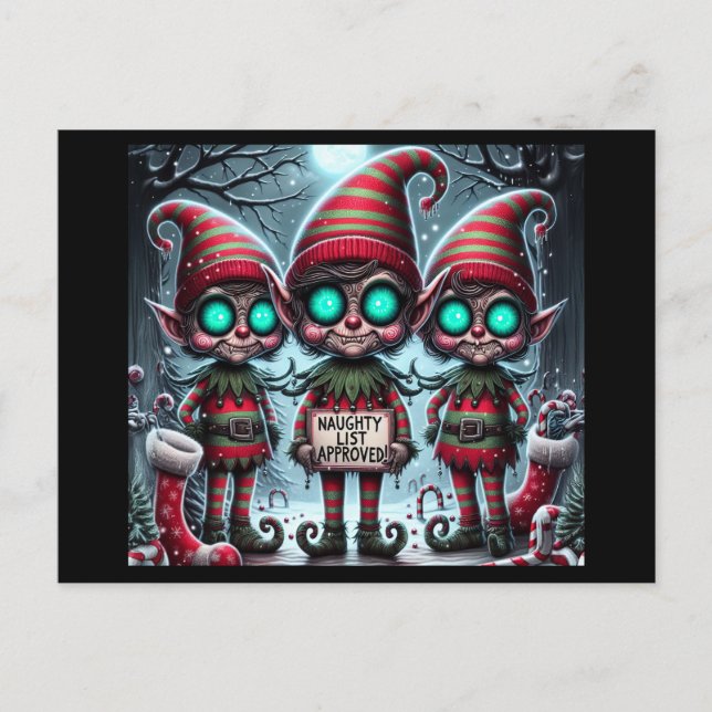 North Pole Naughty Elf's Holiday Postcard (Front)
