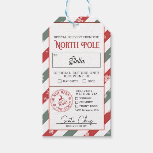 North Pole Naughty or Nice Special Delivery Gift Tags