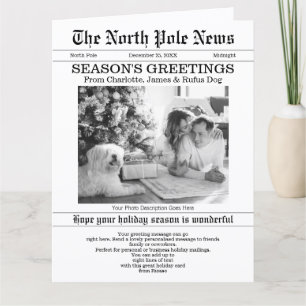 North Pole News Christmas Newspaper Personalized Card
