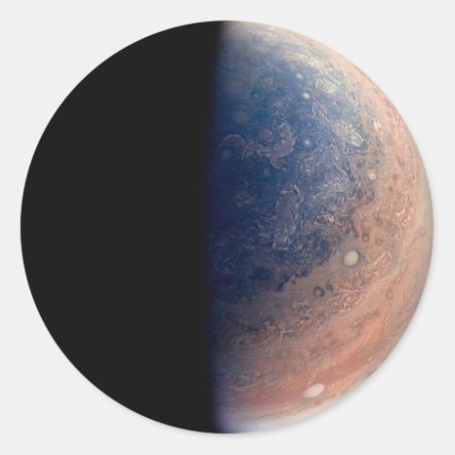 North pole of Jupiter image from Juno Classic Round Sticker