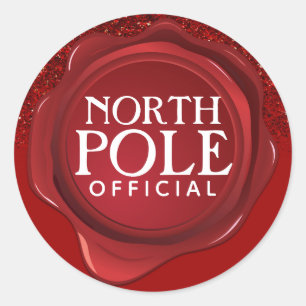 North Pole Official Wax Seal Red Glitter Christmas