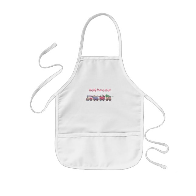 North Pole or Bust Toy Train Cute Animals  Kids' Apron (Front)