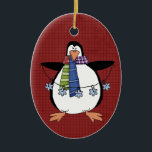 North Pole Penguin Ceramic Christmas Ornament<br><div class="desc">Text can be added to this ornament to make a personalized holiday gift. If you need help,  just click on the contact link below to send the designer a personal detailed message.</div>
